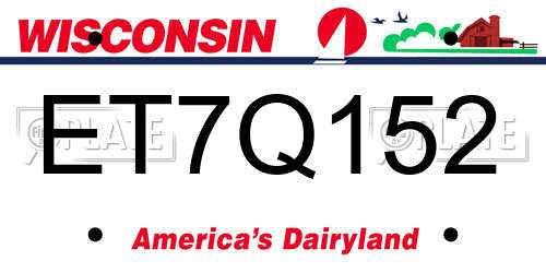ET7Q152 Wisconsin License Plate