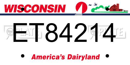 ET84214 Wisconsin License Plate