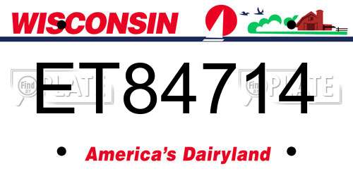 ET84714 Wisconsin License Plate
