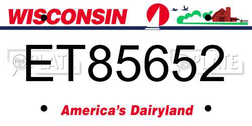 ET85652 Wisconsin License Plate