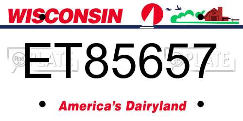 ET85657 Wisconsin License Plate