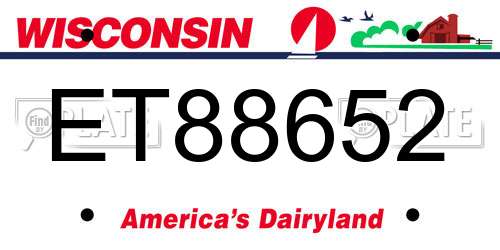 ET88652 Wisconsin License Plate
