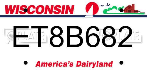 ET8B682 Wisconsin License Plate