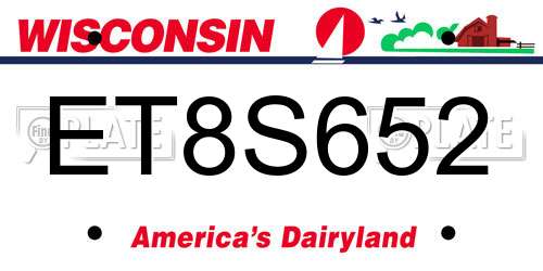ET8S652 Wisconsin License Plate