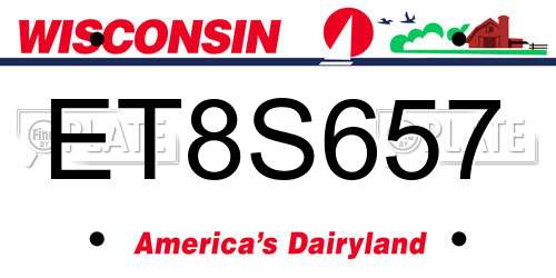 ET8S657 Wisconsin License Plate