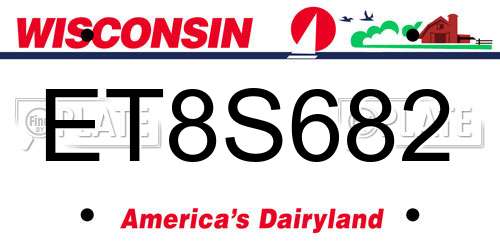 ET8S682 Wisconsin License Plate