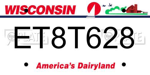 ET8T628 Wisconsin License Plate