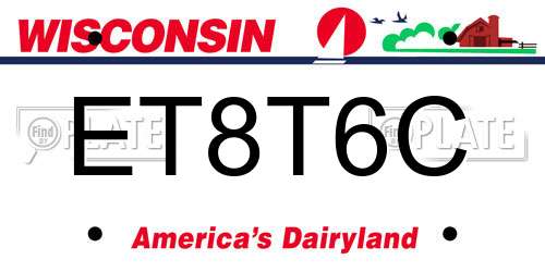ET8T6C Wisconsin License Plate