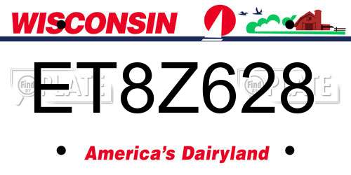 ET8Z628 Wisconsin License Plate