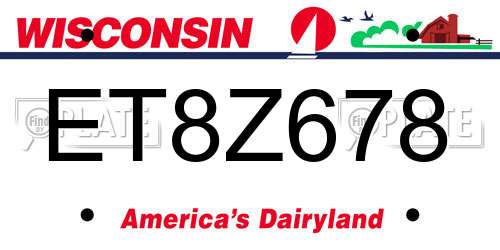 ET8Z678 Wisconsin License Plate
