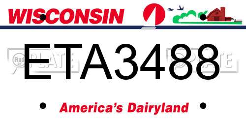 ETA3488 Wisconsin License Plate