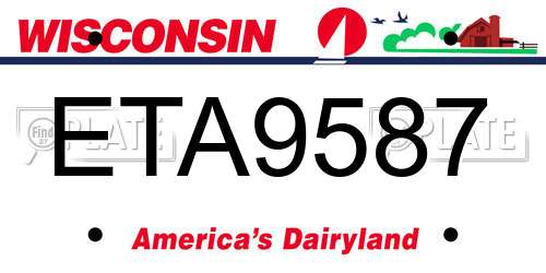ETA9587 Wisconsin License Plate
