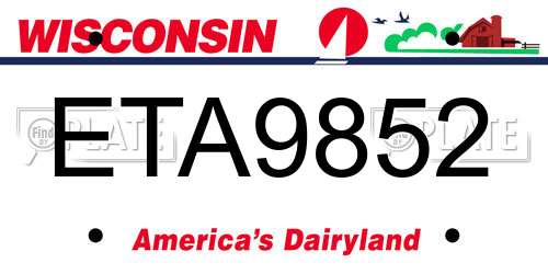 ETA9852 Wisconsin License Plate