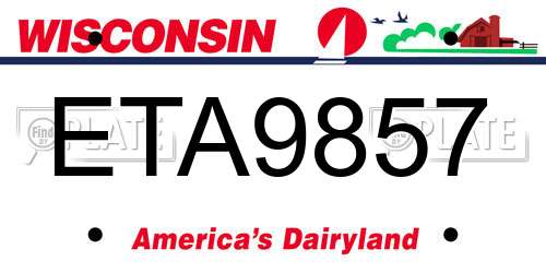 ETA9857 Wisconsin License Plate