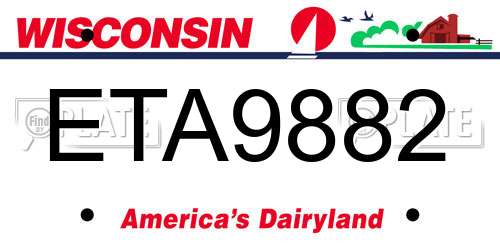 ETA9882 Wisconsin License Plate