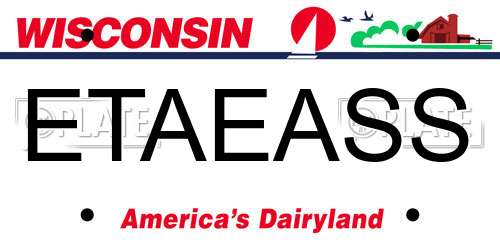 ETAEASS Wisconsin License Plate