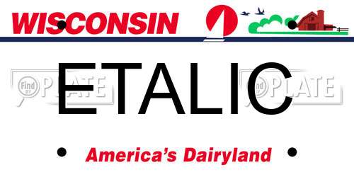 ETALIC Wisconsin License Plate