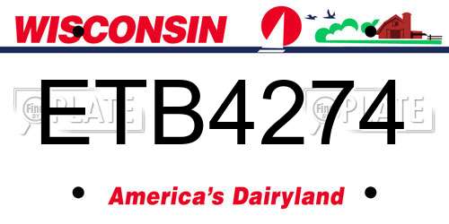 ETB4274 Wisconsin License Plate