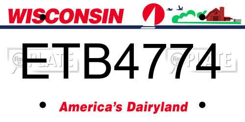 ETB4774 Wisconsin License Plate