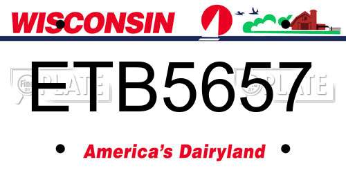 ETB5657 Wisconsin License Plate