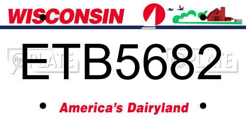 ETB5682 Wisconsin License Plate