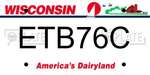 ETB76C Wisconsin License Plate