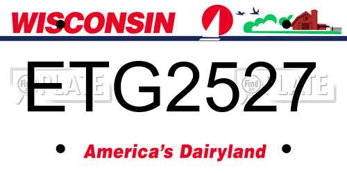 ETG2527 Wisconsin License Plate