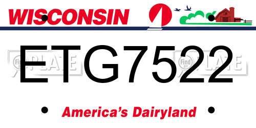 ETG7522 Wisconsin License Plate