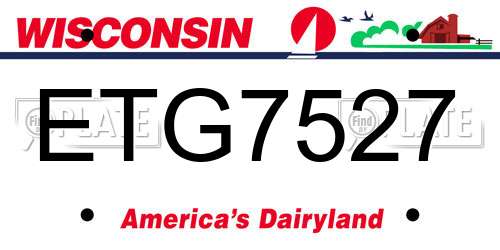 ETG7527 Wisconsin License Plate