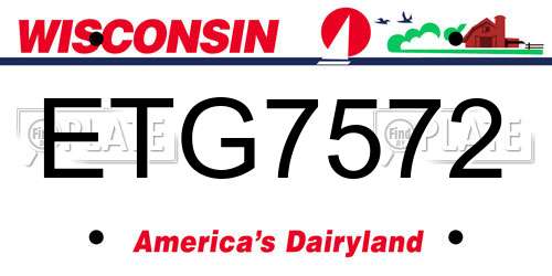 ETG7572 Wisconsin License Plate