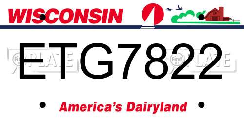 ETG7822 Wisconsin License Plate