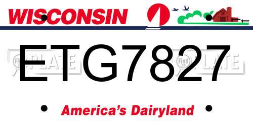ETG7827 Wisconsin License Plate