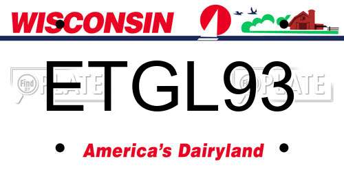 ETGL93 Wisconsin License Plate