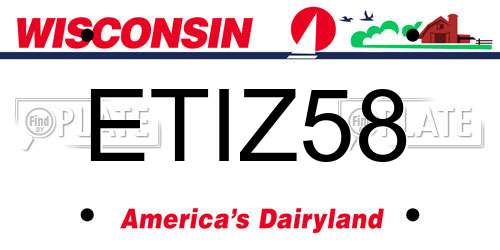 ETIZ58 Wisconsin License Plate