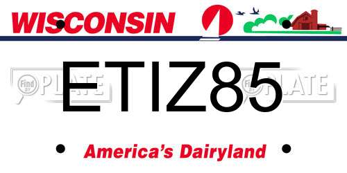 ETIZ85 Wisconsin License Plate