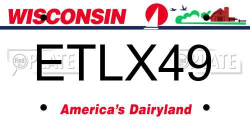 ETLX49 Wisconsin License Plate
