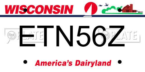 ETN56Z Wisconsin License Plate