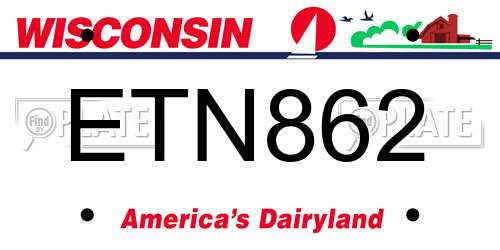 ETN862 Wisconsin License Plate