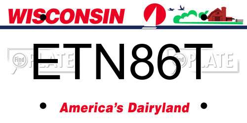 ETN86T Wisconsin License Plate