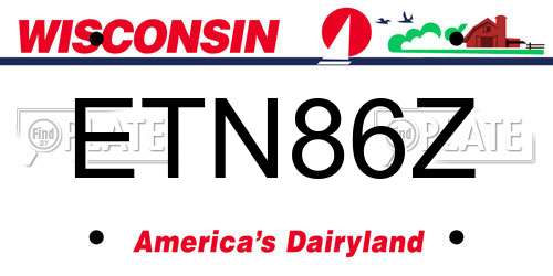 ETN86Z Wisconsin License Plate