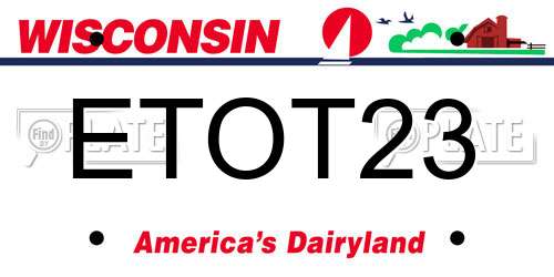 ETOT23 Wisconsin License Plate