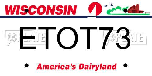 ETOT73 Wisconsin License Plate