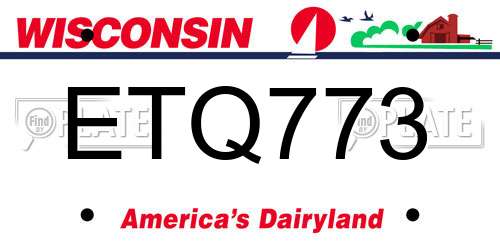 ETQ773 Wisconsin License Plate