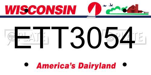 ETT3054 Wisconsin License Plate