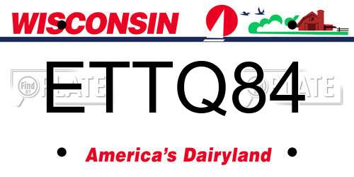 ETTQ84 Wisconsin License Plate