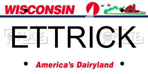 ETTRICK Wisconsin License Plate