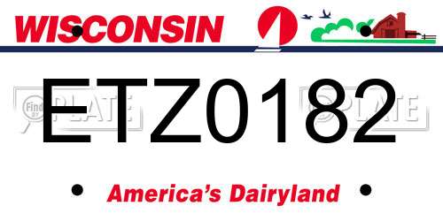 ETZ0182 Wisconsin License Plate