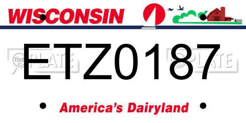 ETZ0187 Wisconsin License Plate