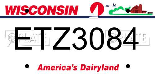 ETZ3084 Wisconsin License Plate