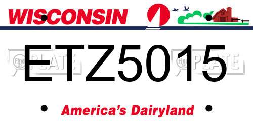 ETZ5015 Wisconsin License Plate